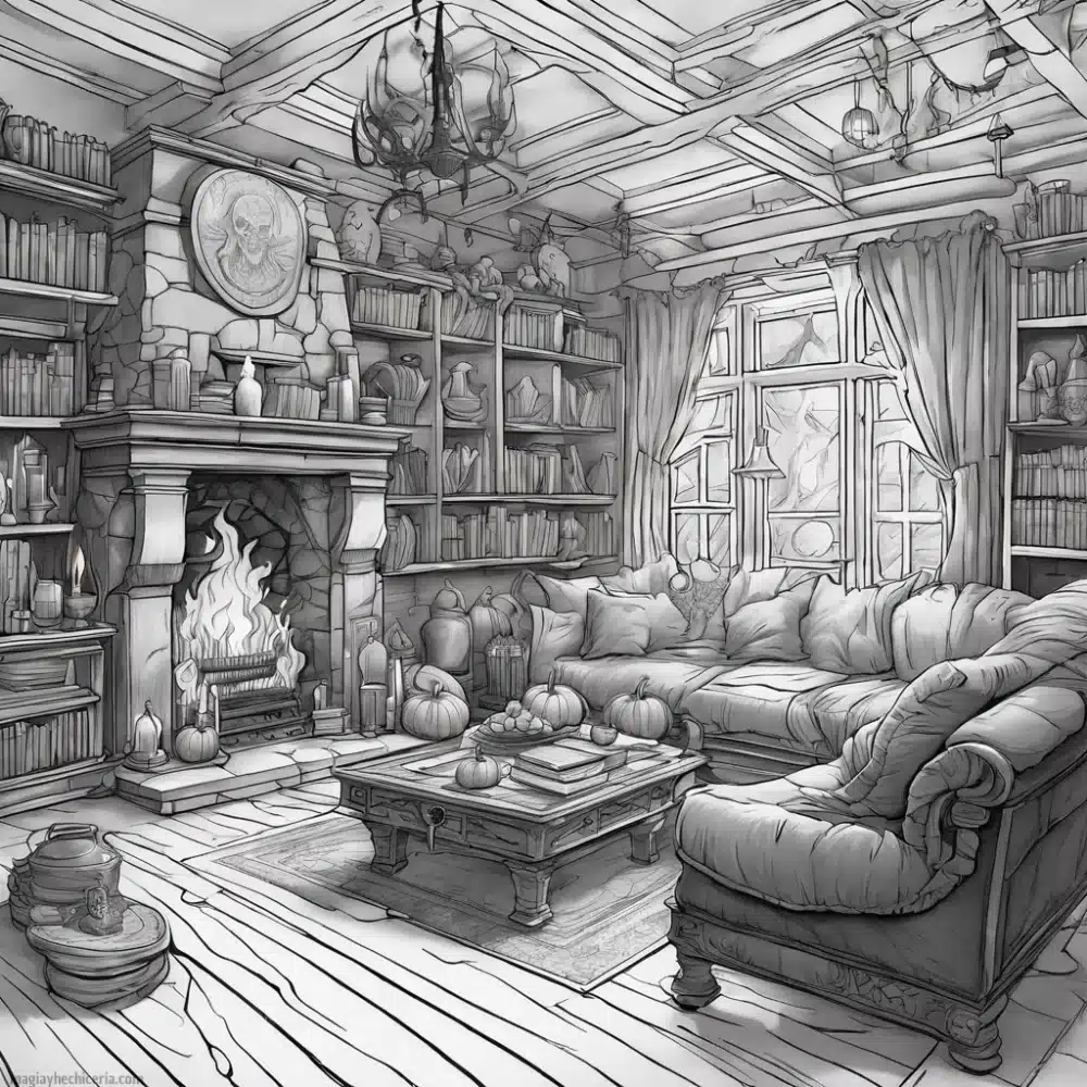 cuarto de gryffindor para colorear para halloween