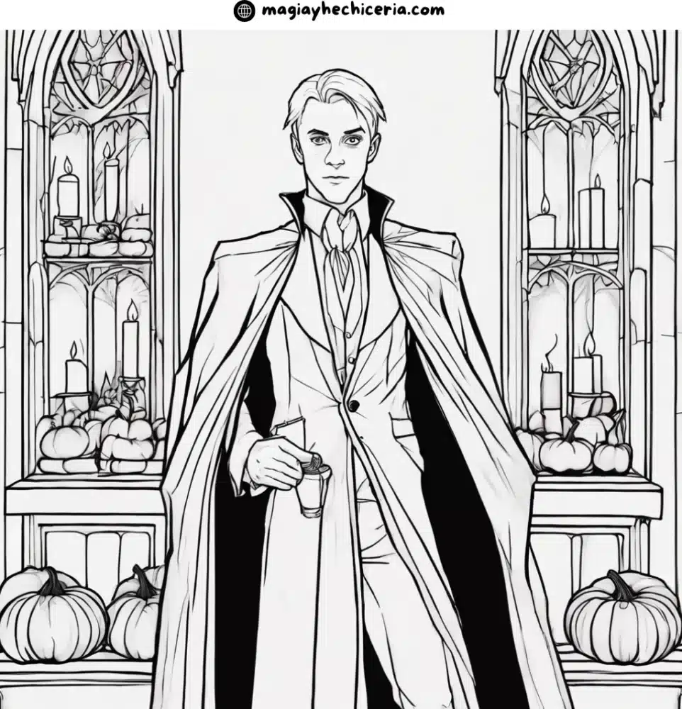 draco malfoy en clase de pociones para colorear halloween