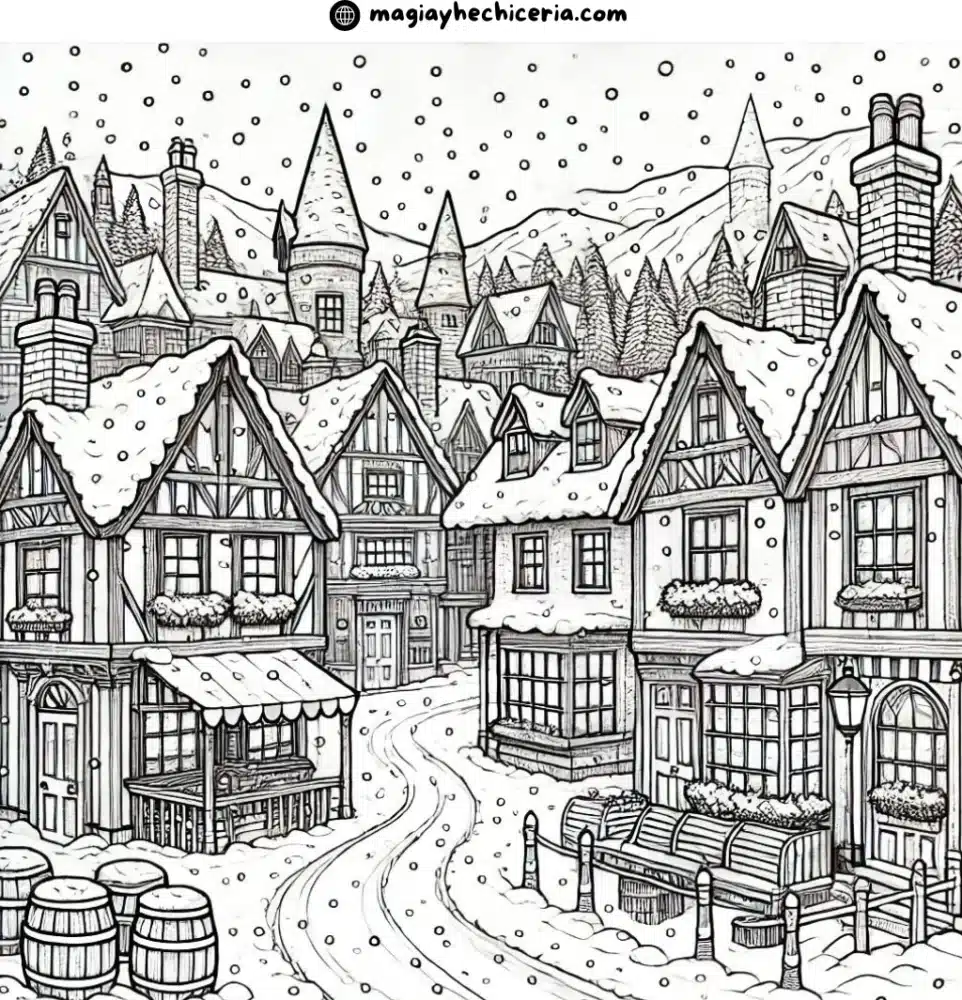 hogsmeade para colorear halloween