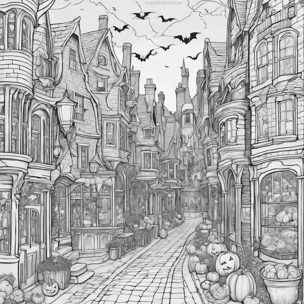 hogsmeade para colorear para halloween