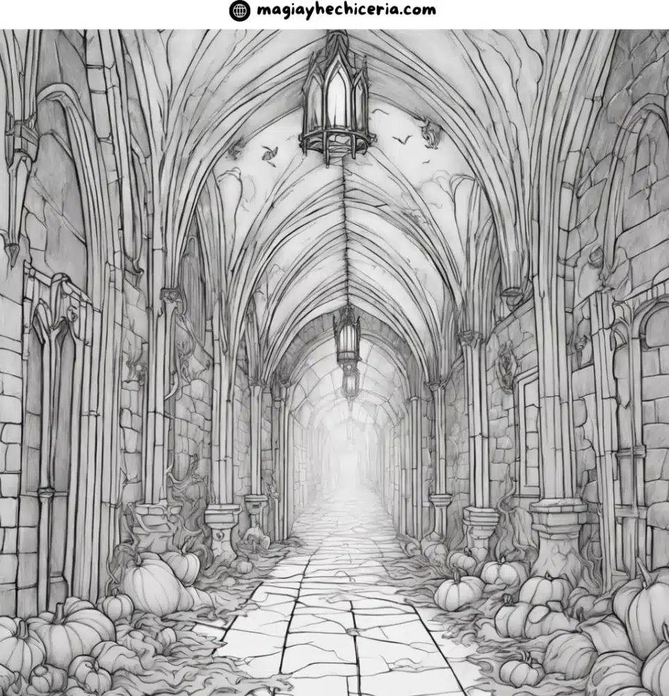 pasillos hogwarts realista para colorear halloween