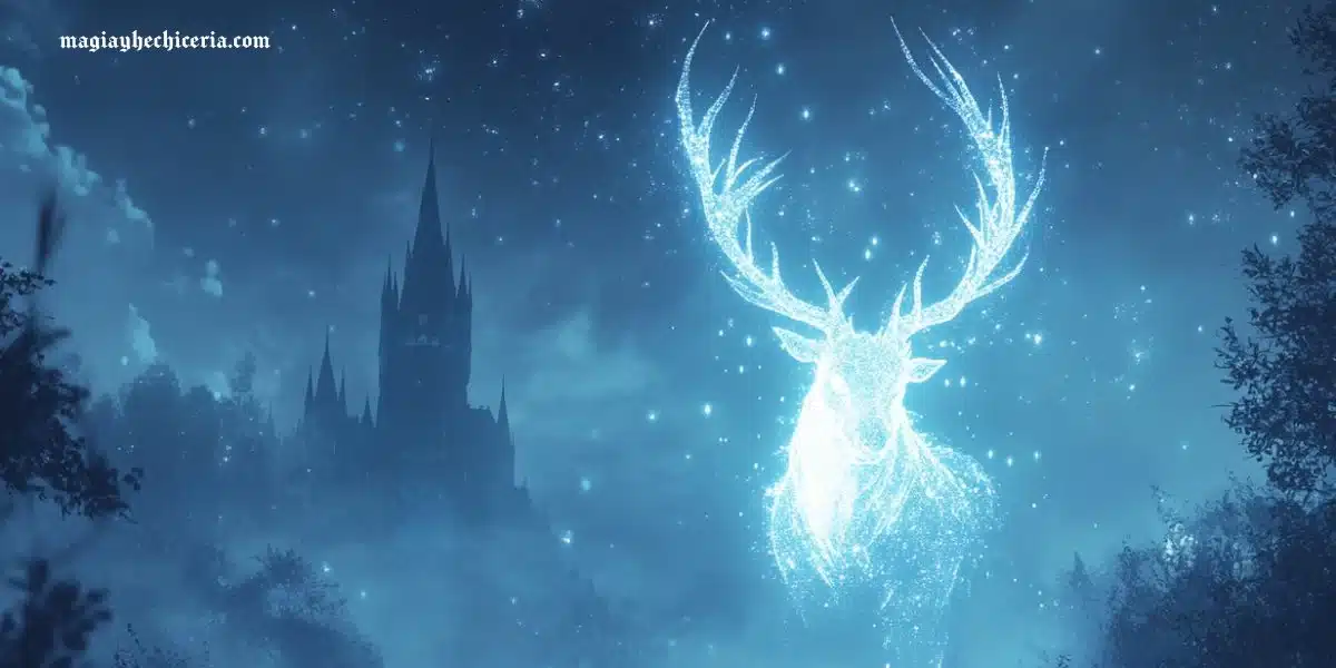 Encantamiento Patronus brillante en la oscuridad