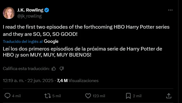 jk rowling leyo los dos primeros guiones