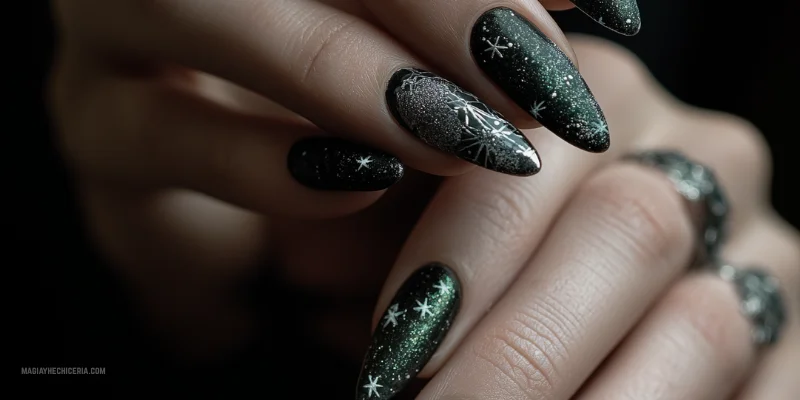 unas negras de harry potter inspiradas en slytherin