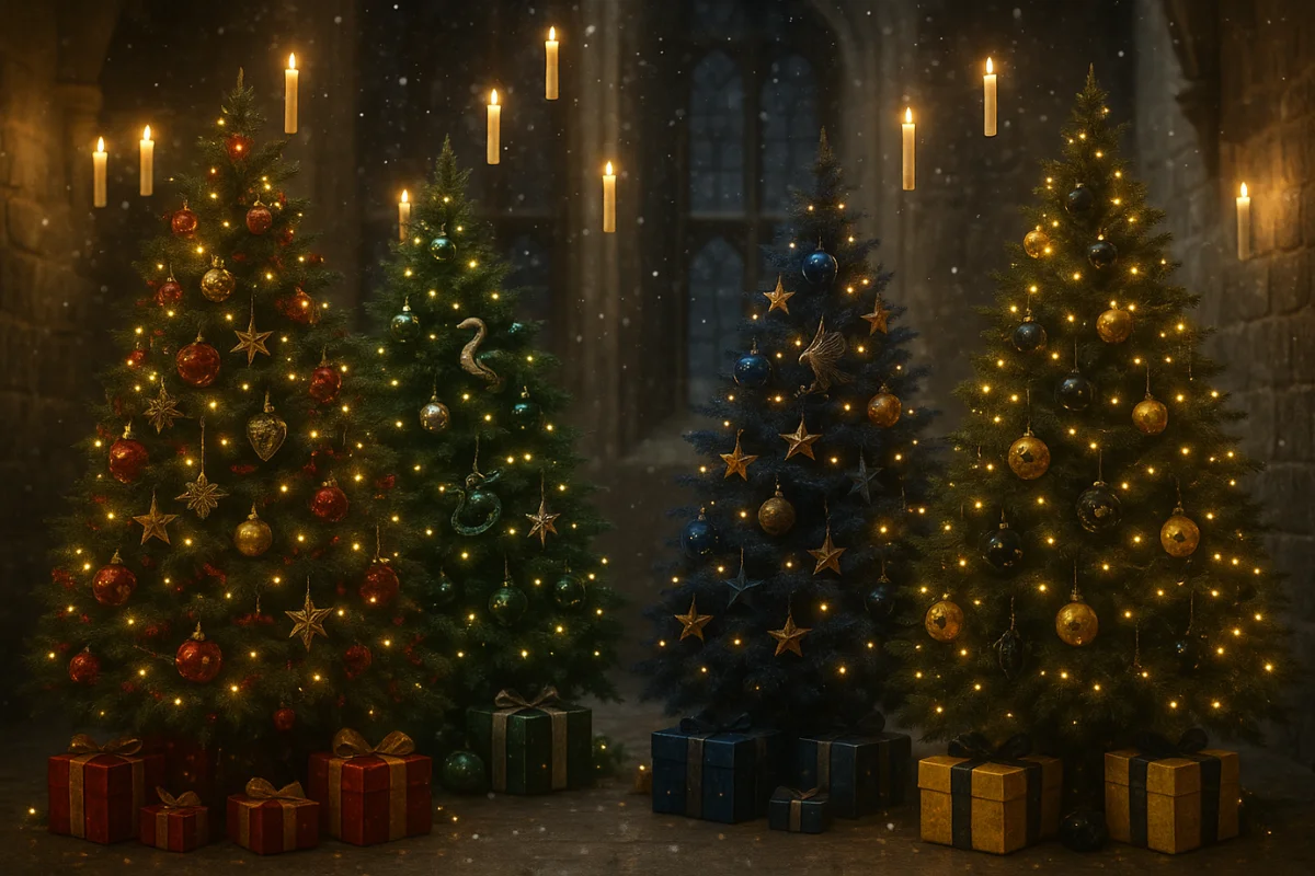 Arboles navidenos inspirados en cada casa de Hogwarts